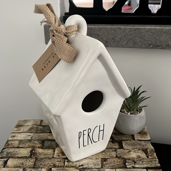 NWT RAE DUNN Ceramic White PERCH Birdhouse Double-sided Bird Home Decor - Picture 9 of 10